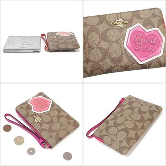 COACH WOMENS Corner Zip Wristlet In Canvas Leather - Picture 3 of 3